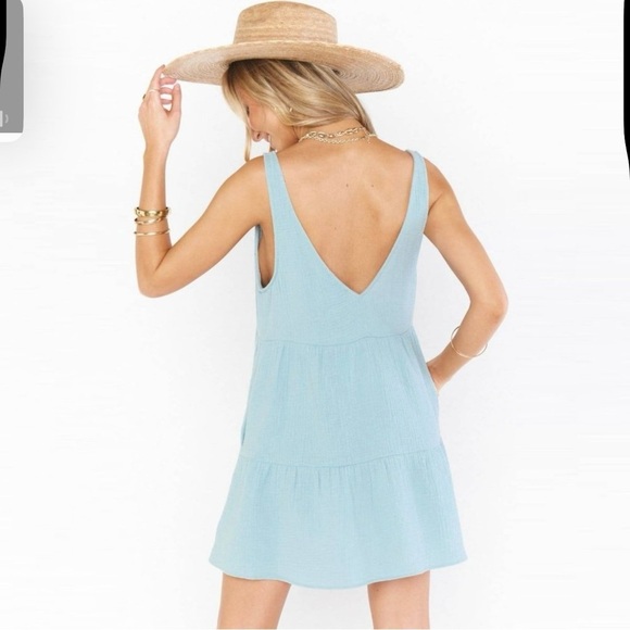 Show Me Your MuMu Emme Tank Mini Dress in Blue Sea Size S - Picture 3 of 10